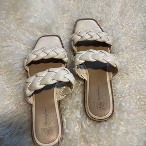 Time and Tru Women's White Braided Sandals
